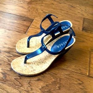 Ralph Lauren Navy Blue Sandal Wedges
